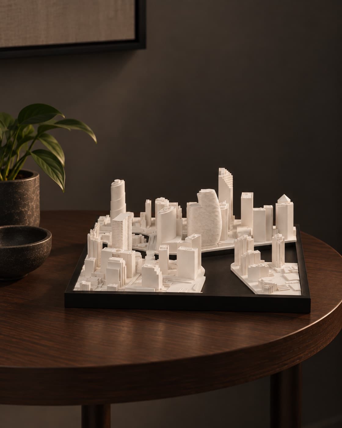 Miami Skyline Lamp unlit on a side table